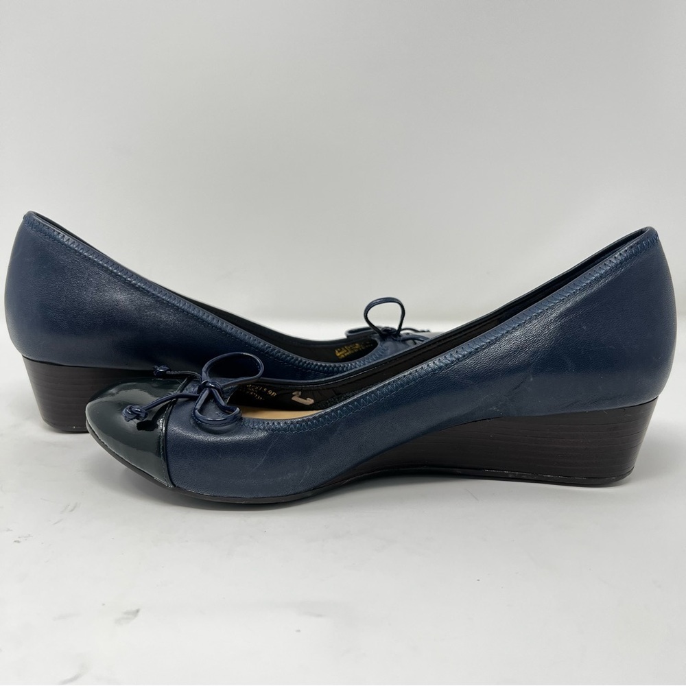 Cole Haan Navy Blue Flats with Bow Accent - Picture 3 of 10
